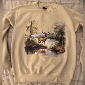 Gildan NWOT Vintage Sweater with Deer Cottage Core Print